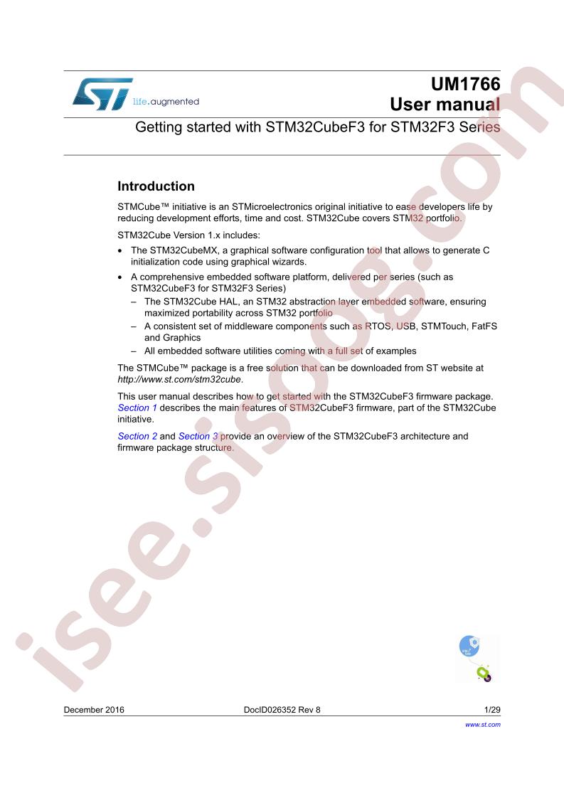 Getting Started w/STM32CubeF3 for STM32F3 User Manual