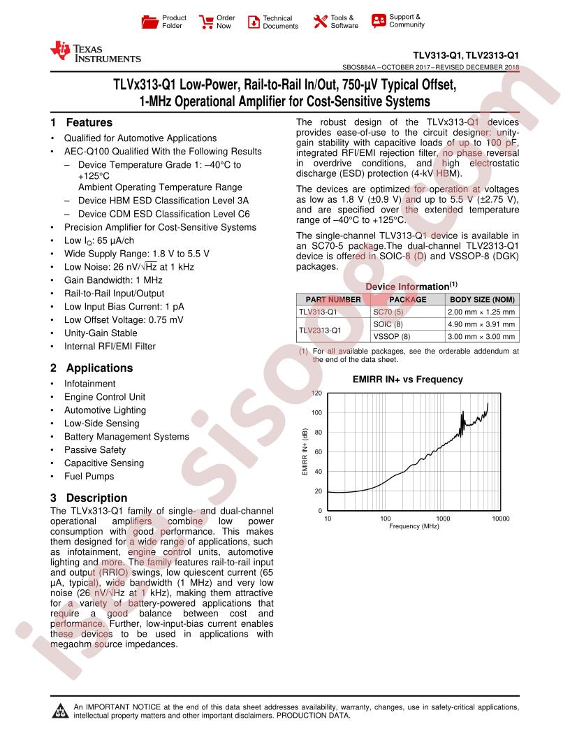 TLV313-Q1, TLV2313-Q1 Datasheet