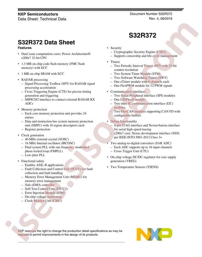 S32R372 Datasheet