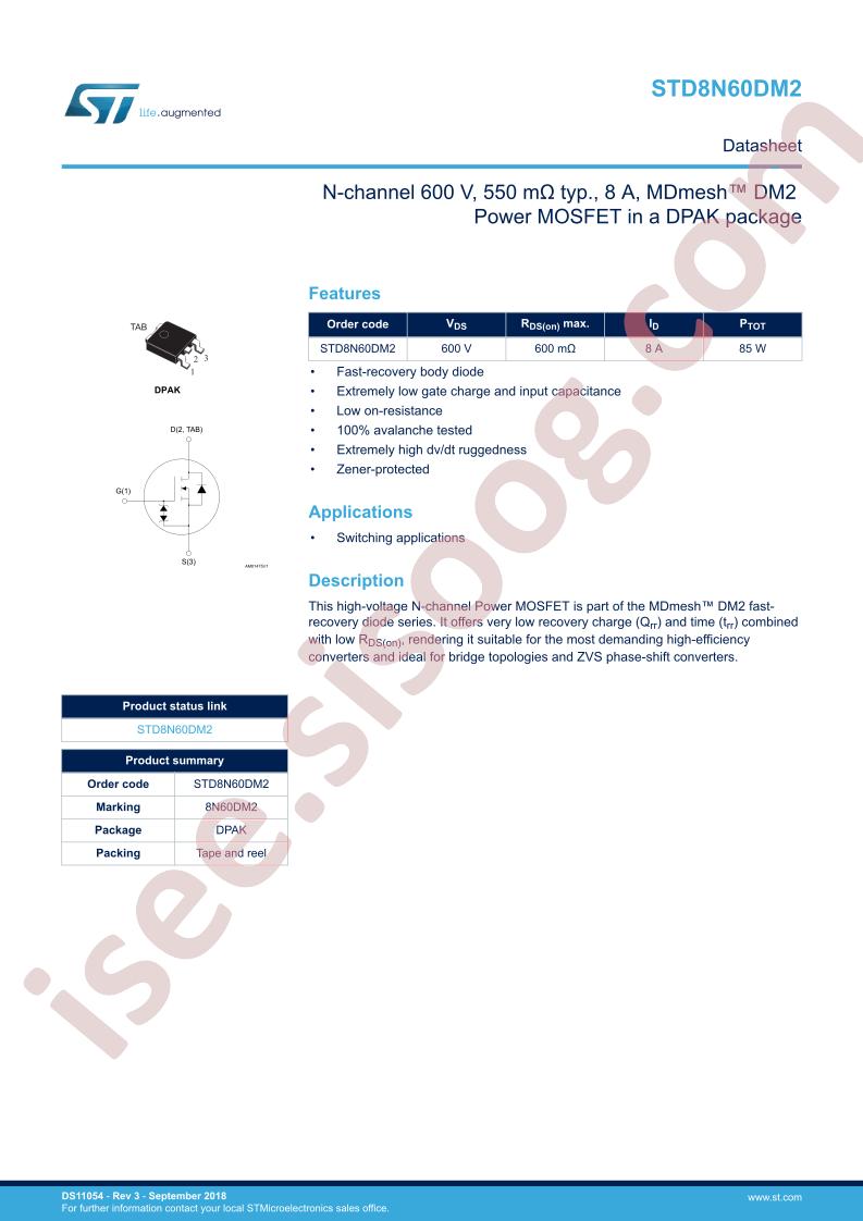 STD8N60DM2 Datasheet