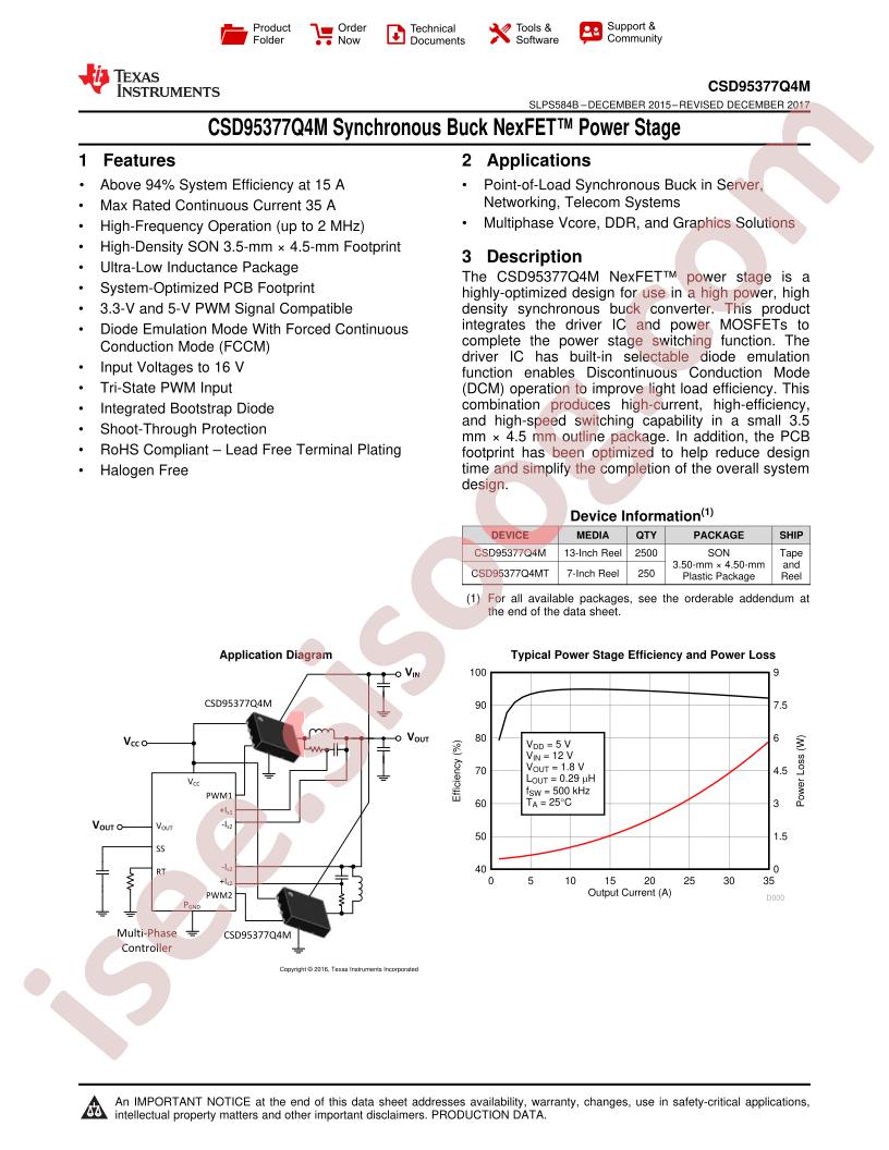 CSD95377Q4M Datasheet