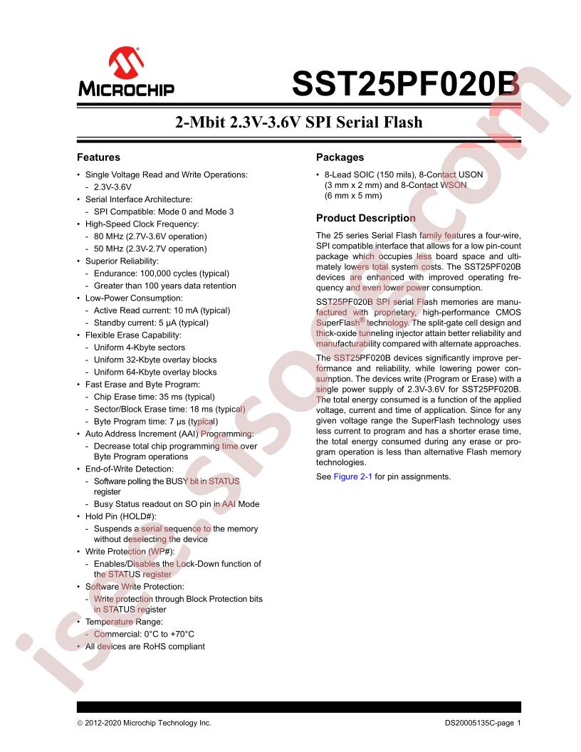 SST25PF020B Datasheet