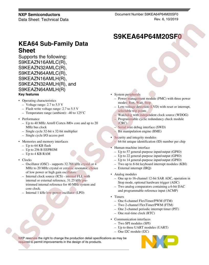 S9KEAZNxxAMLx Datasheet