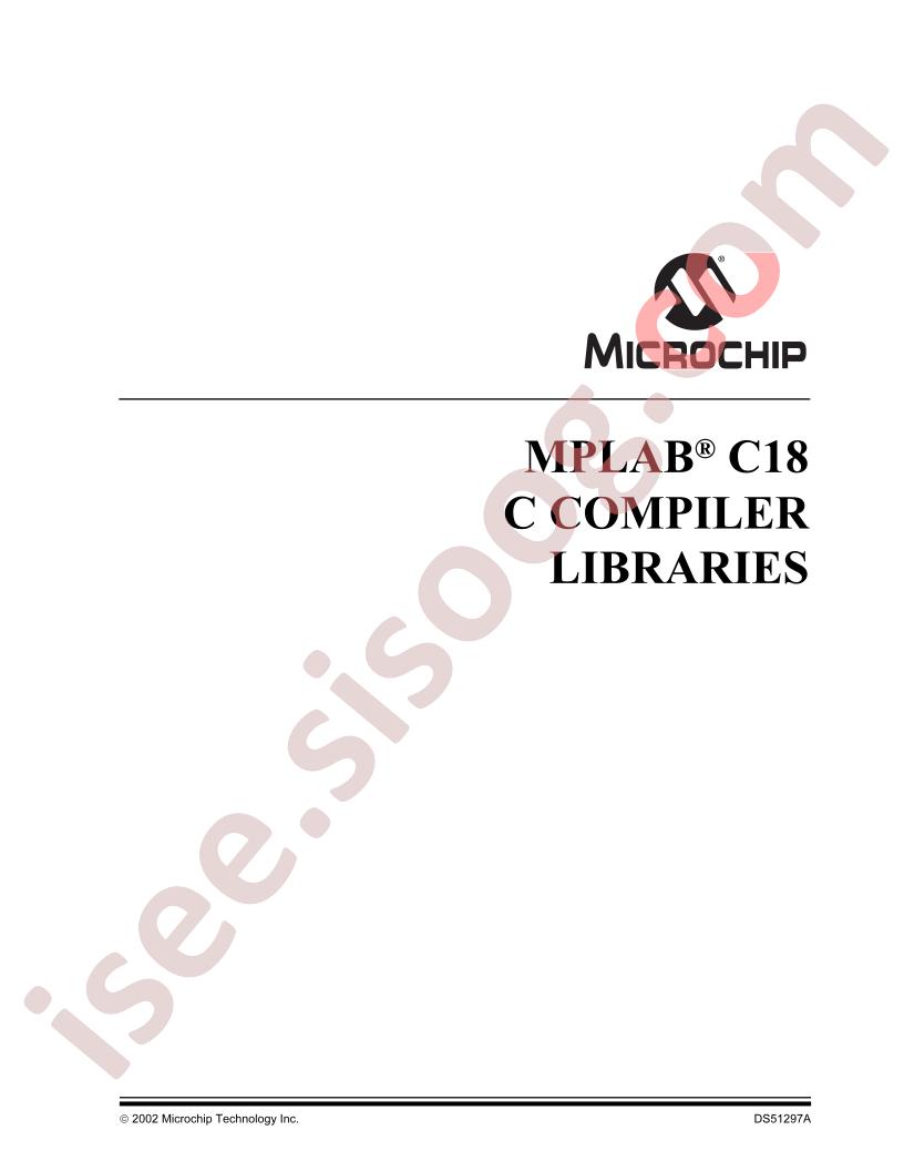 SW006011 MPLAB C18 C Complier Libraries