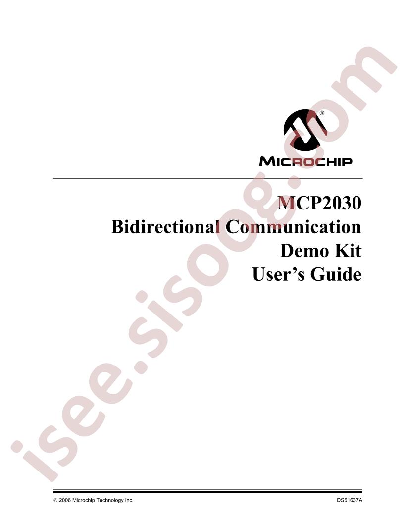 MCP2030 Demo Kit User Guide