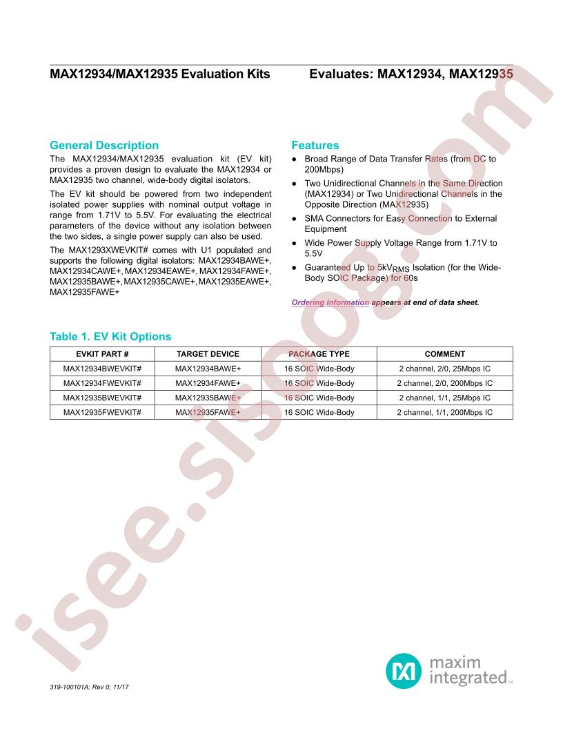 MAX12934,35 Evaluation Kits