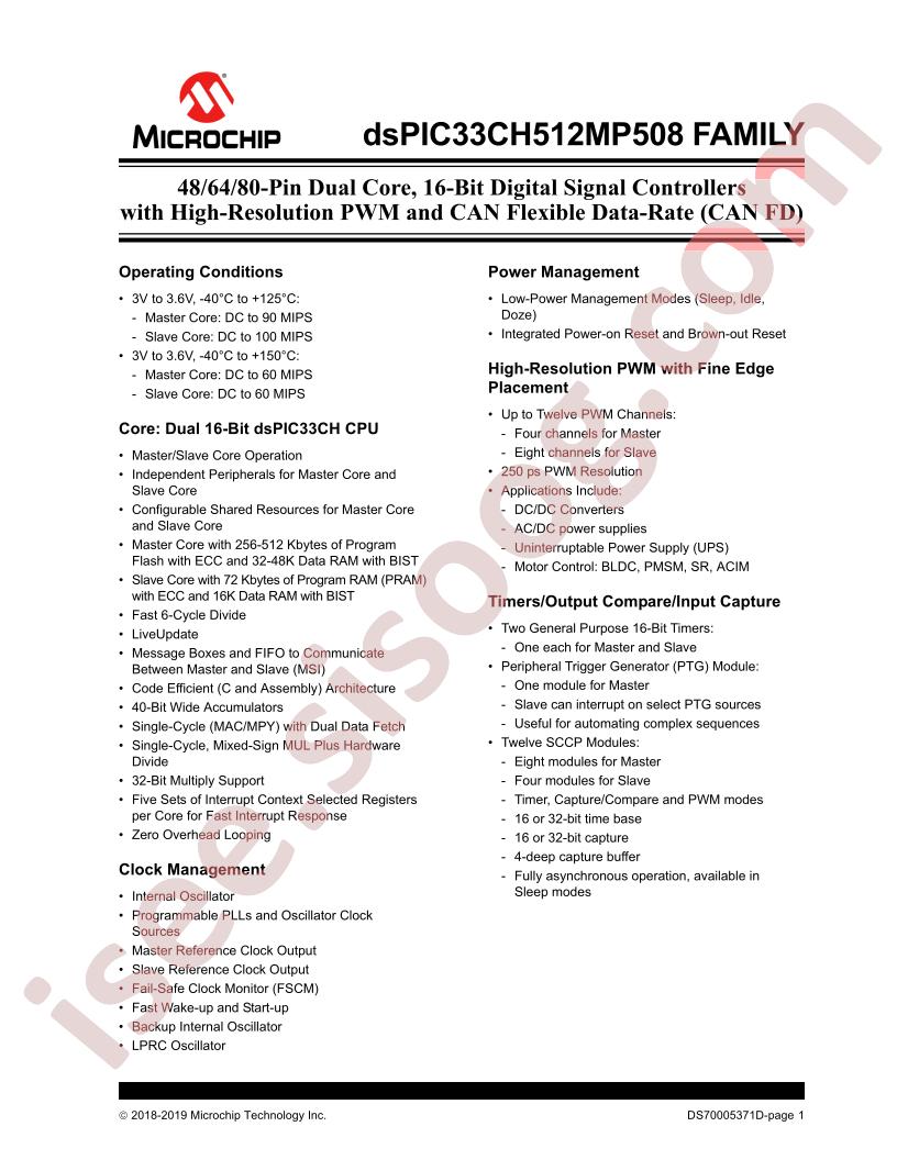 dsPIC33CH512MP508 Family Datasheet