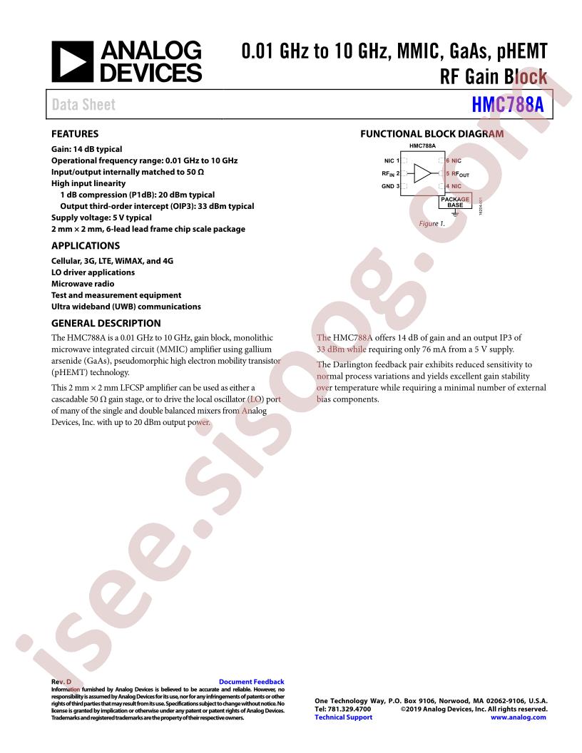 HMC788ALP2E Datasheet