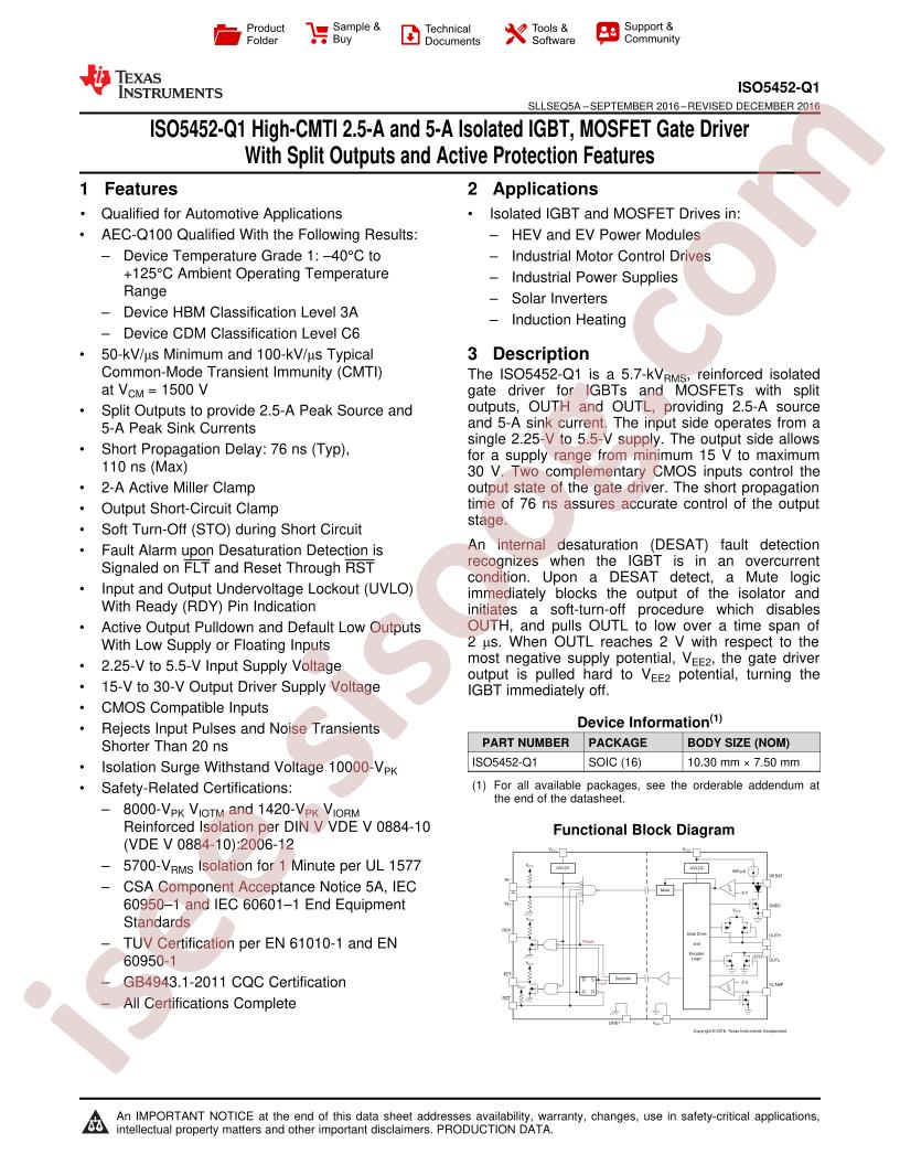 ISO5452-Q1 Datasheet
