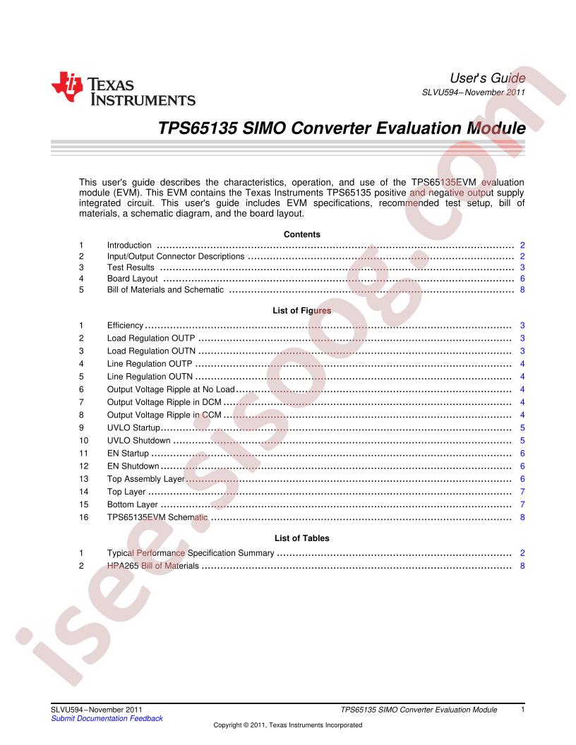 TPS65135EVM-265 User Guide