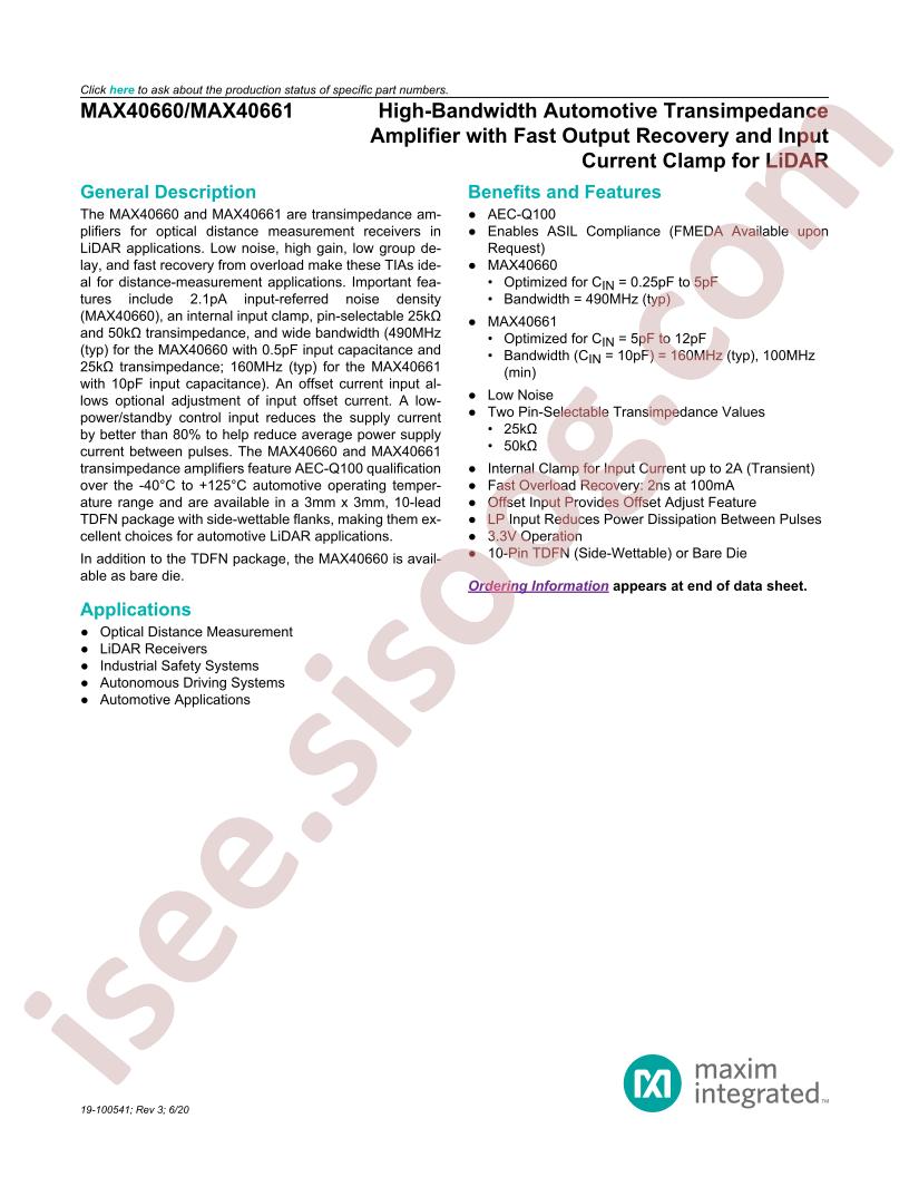 MAX40660-61 Datasheet