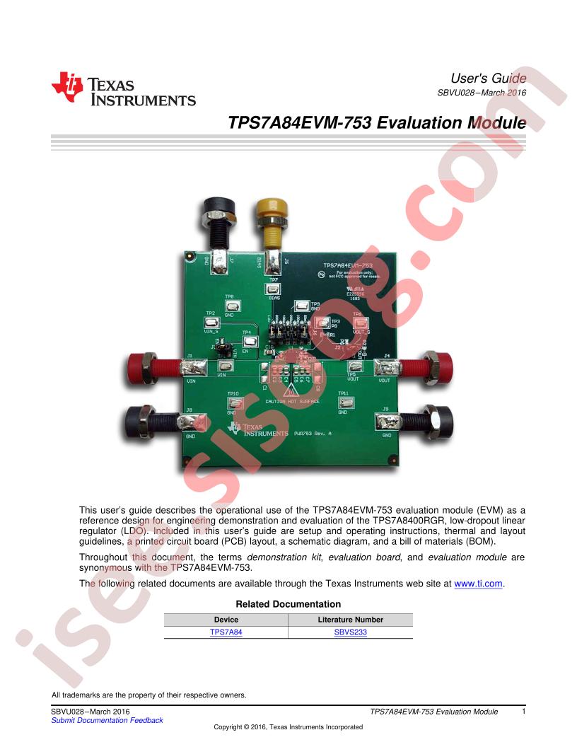 TPS7A84EVM-753 User Guide
