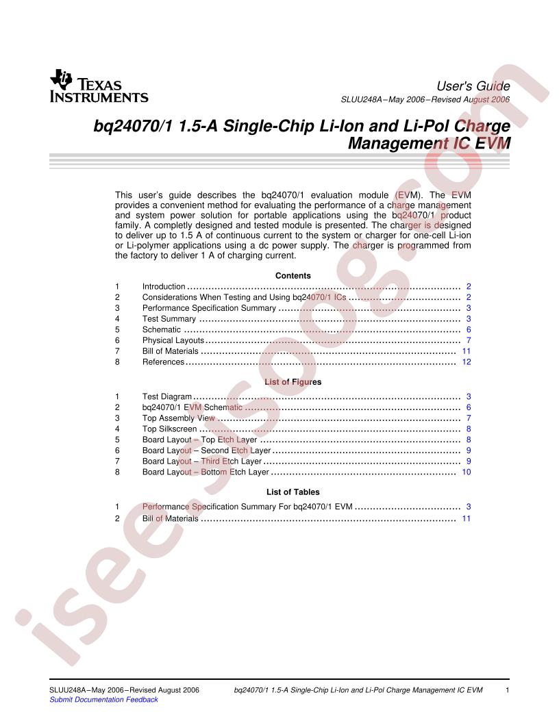 BQ24070/71 EVM Guide