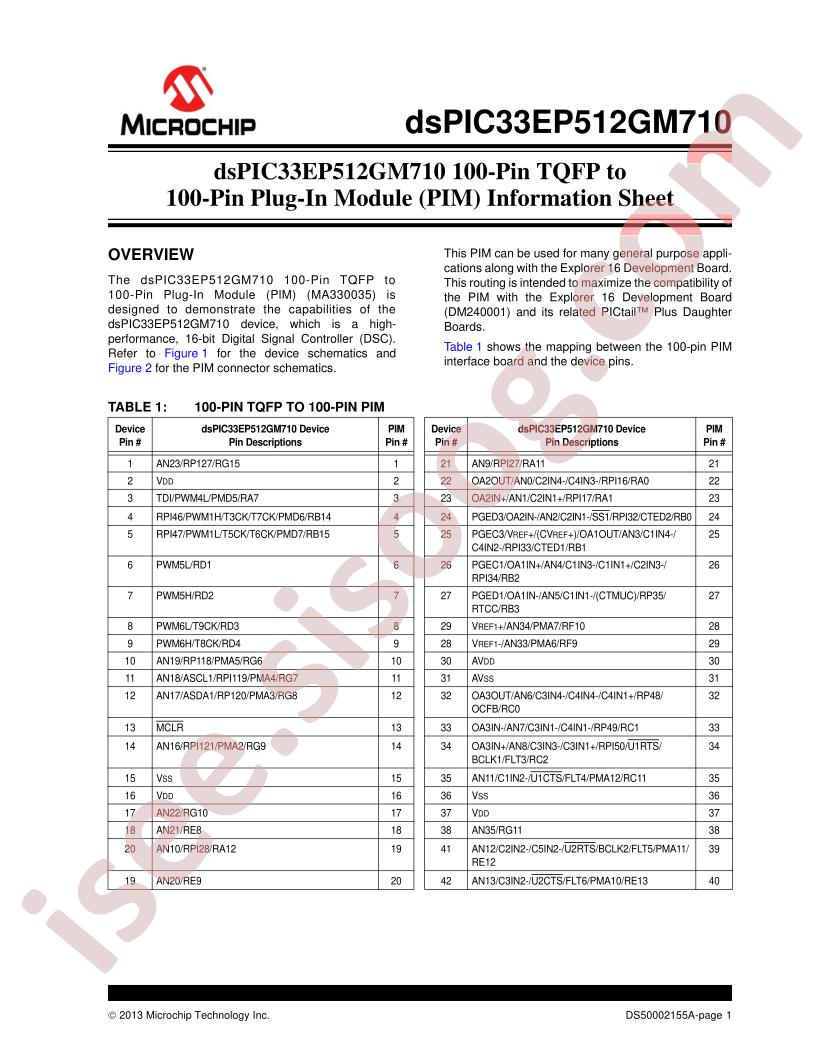 dsPIC33EP512GM710 Info Sheet