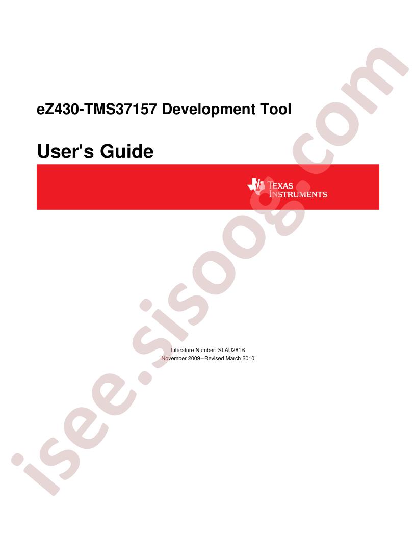 EZ430-TMS37157 Eval Kit User Guide