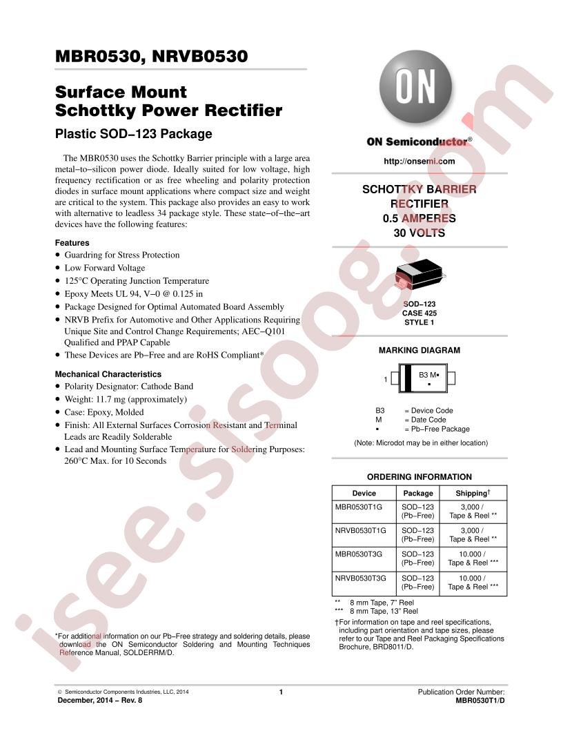 MBR0530T(1,3)G, NRVB0530T(1,3)G