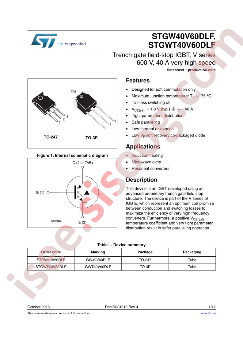 STGW(T)40V60DLF
