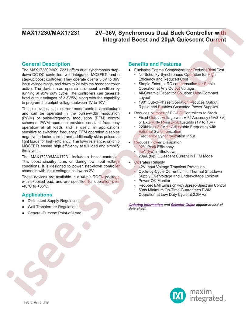 MAX17230,31 Datasheet