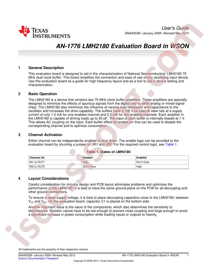 LMH2180 Eval Brd Guide