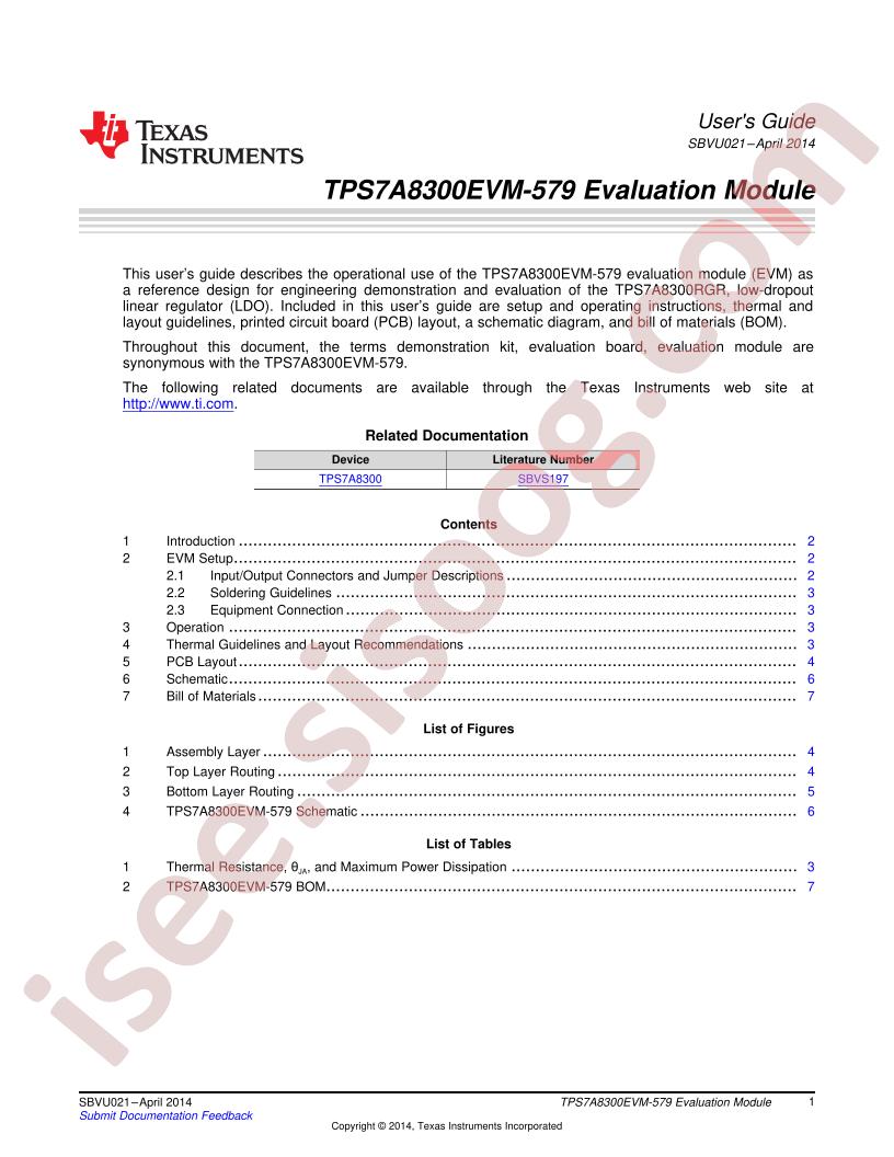 TPS7A8300EVM-579 User Guide