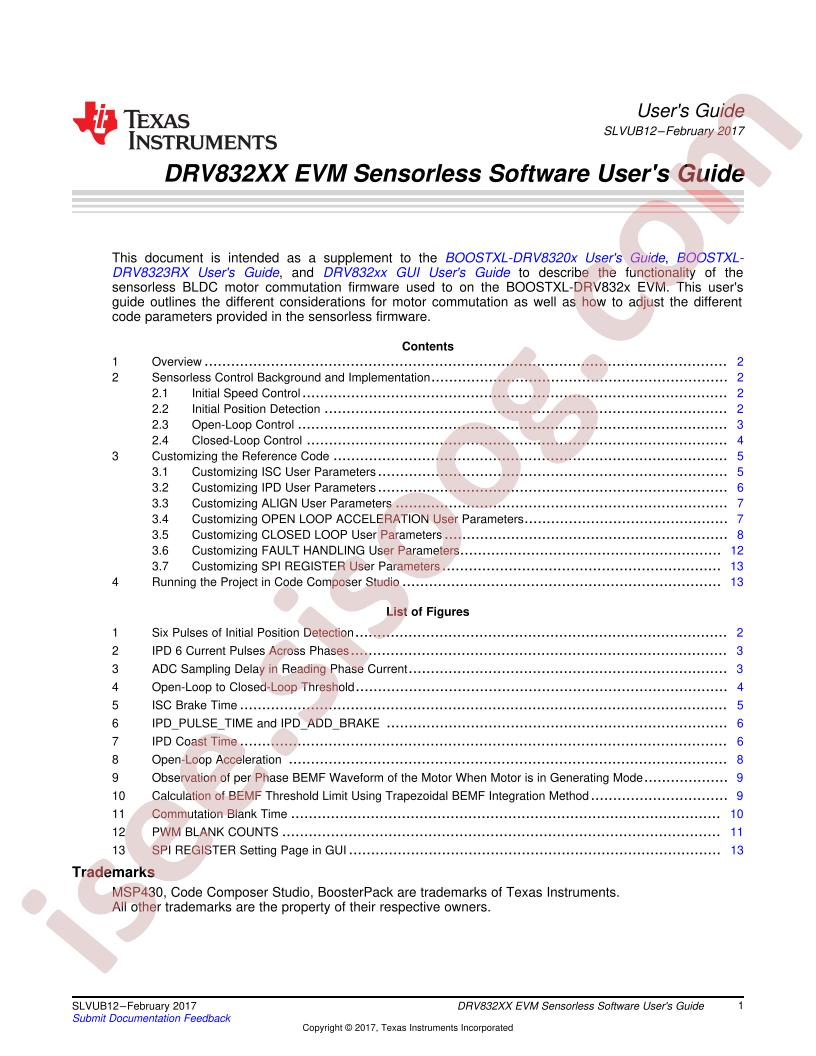 DRV832xxEVM Sensorless Software Guide