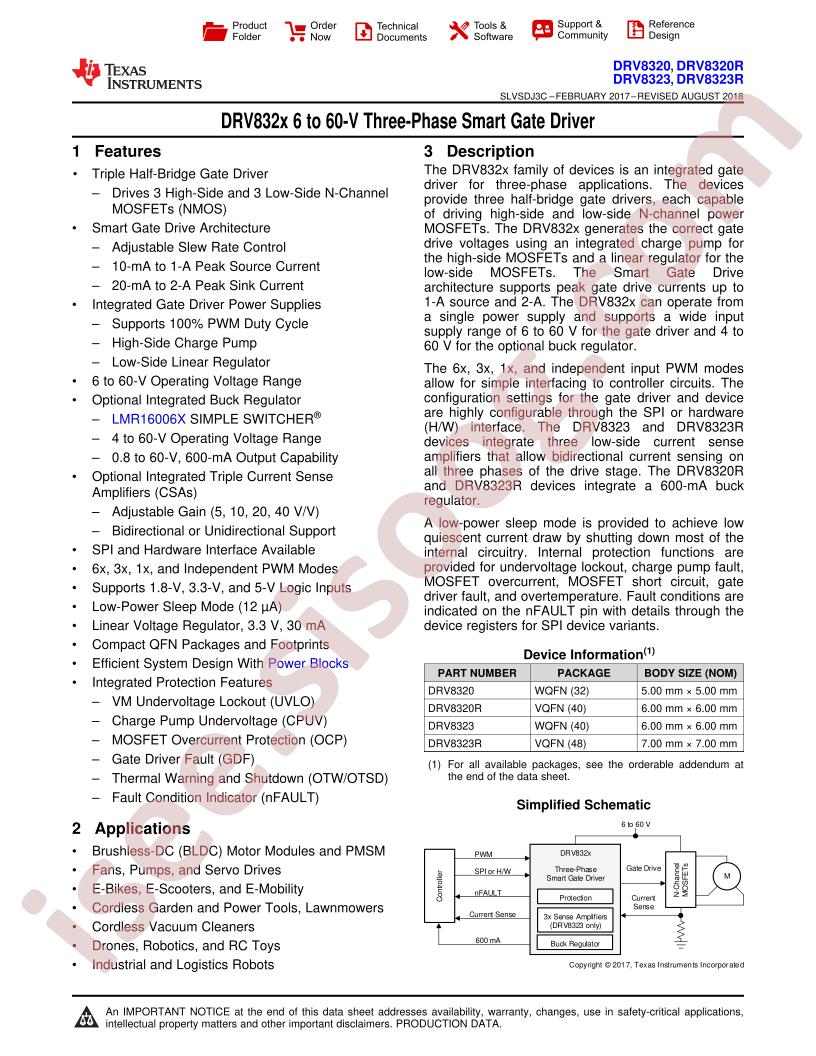 DRV8320(R), DRV8323(R)  Datasheet