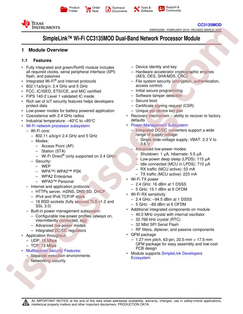CC3135MOD Datasheet