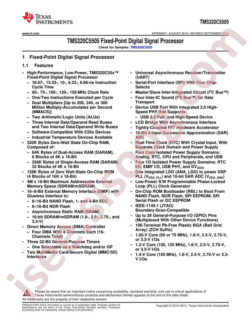TMS320C5505 Datasheet