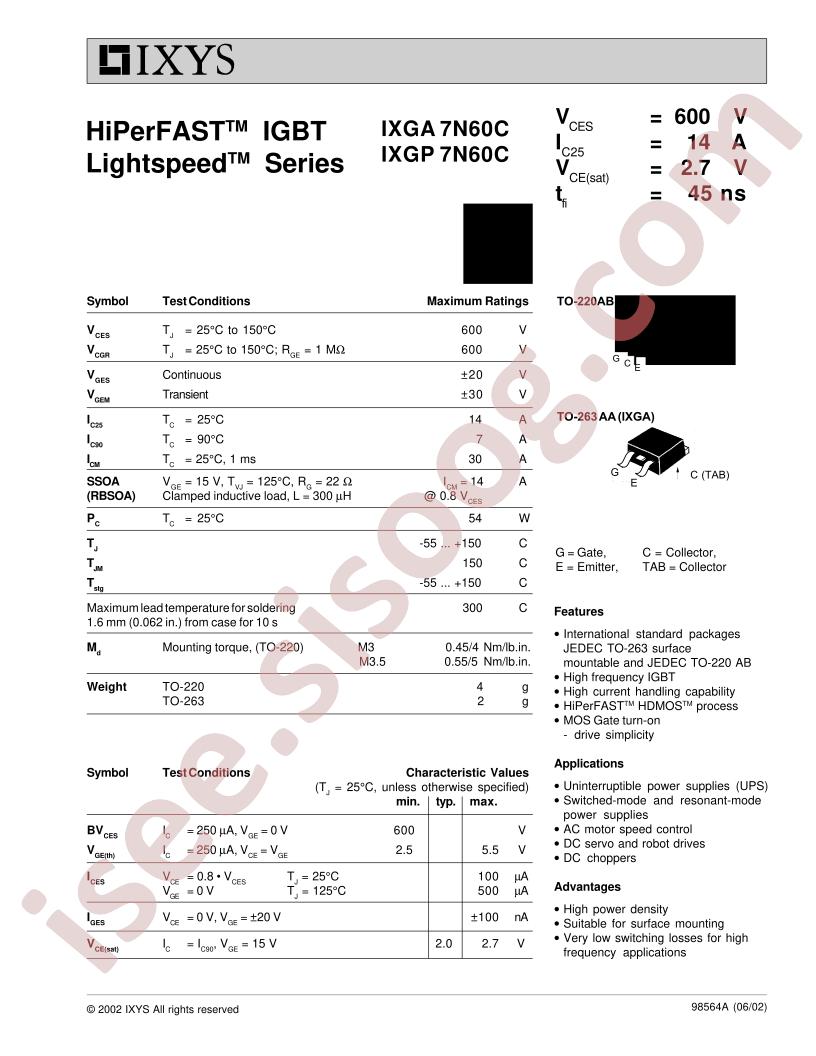 IXG(A,P)7N60C