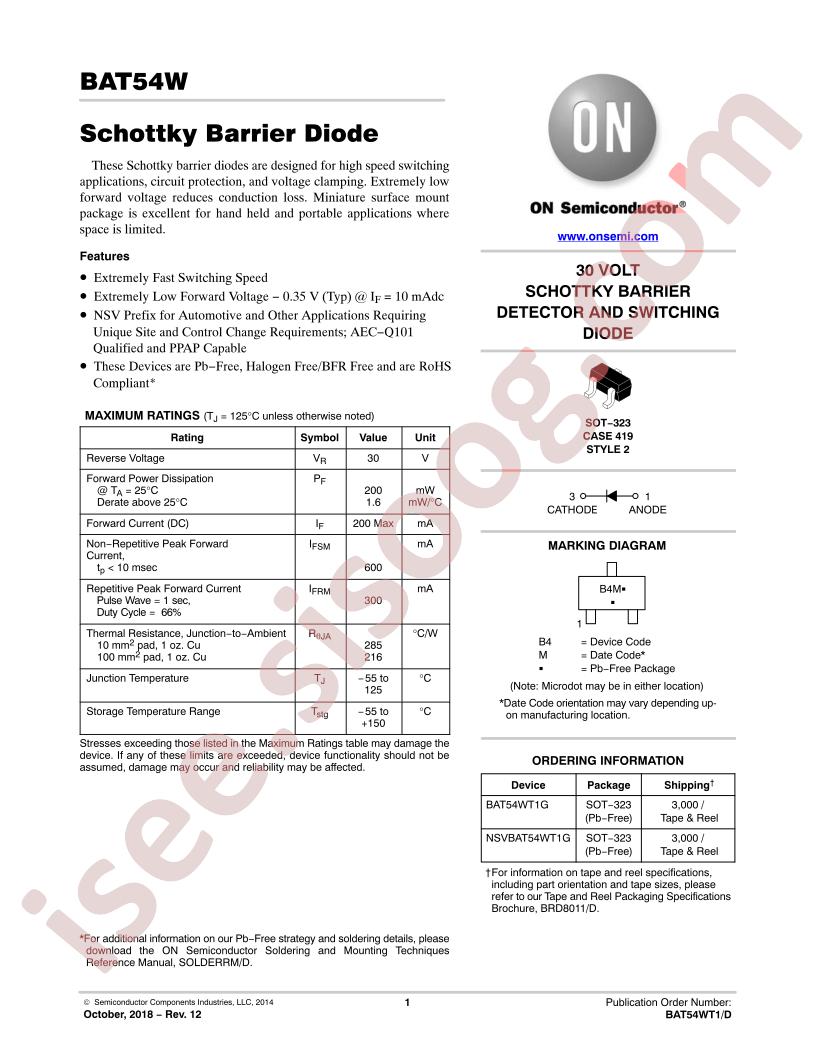 BAT54WT1 Datasheet