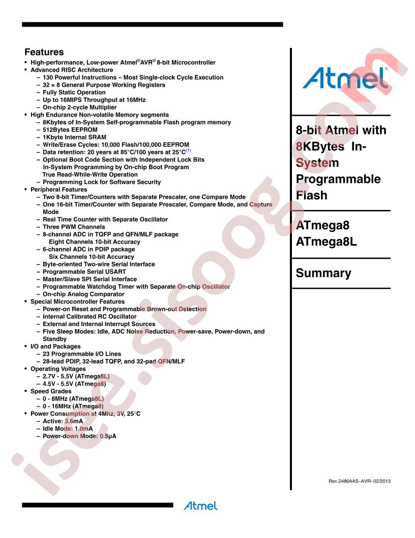 ATmega8(L) Summary