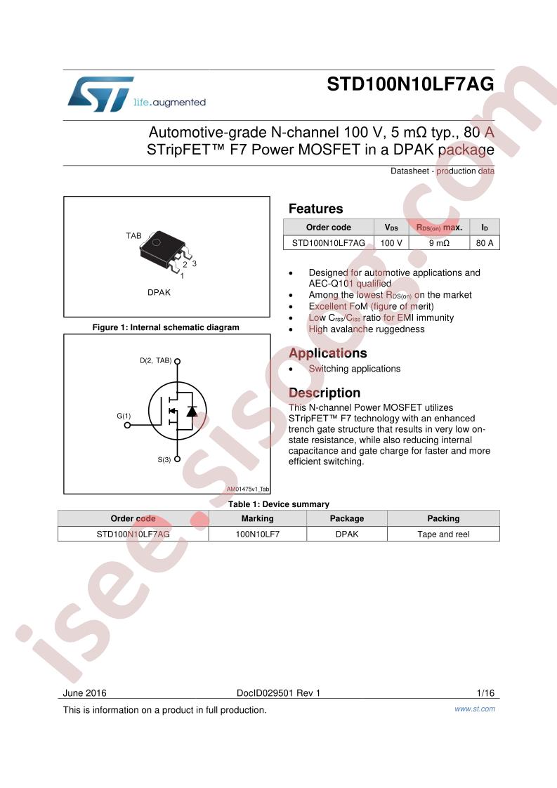 STD100N10LF7AG