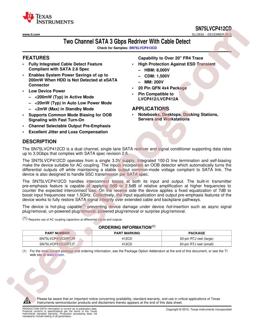 SN75LVCP412CD