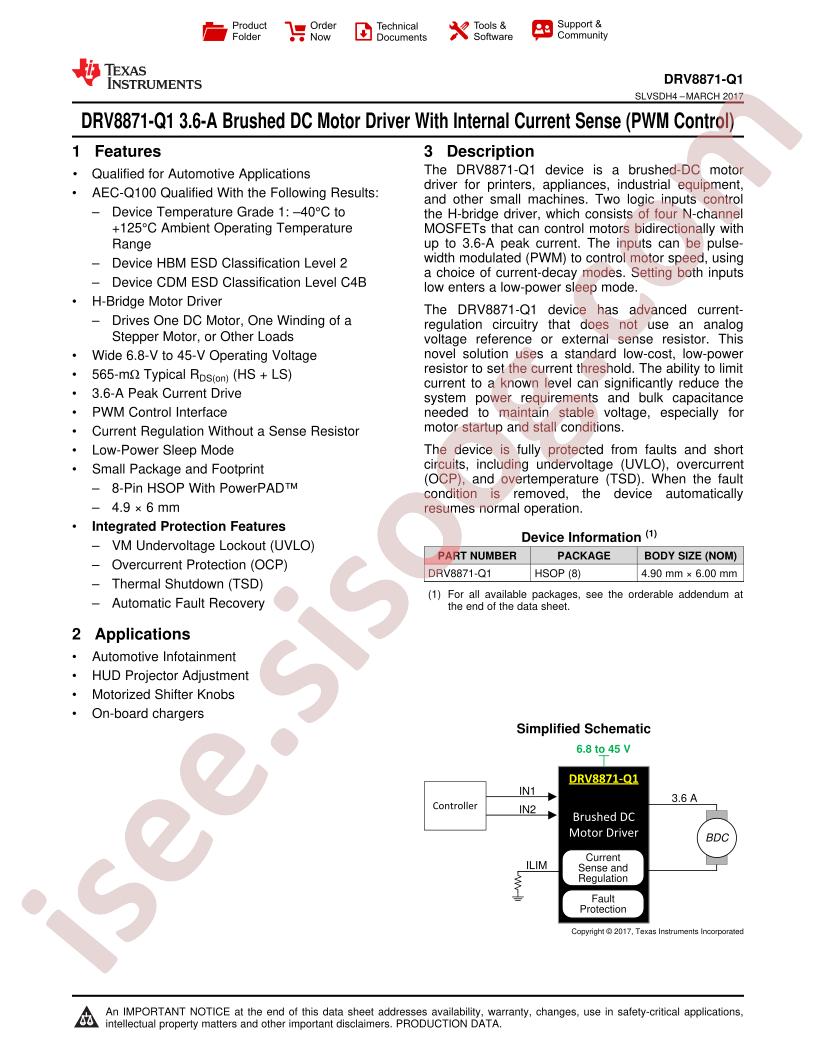 DRV8871-Q1 Datasheet