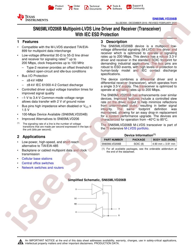 SN65MLVD206B Datasheet