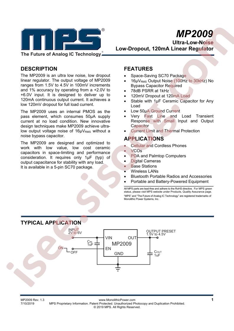 MP2009 Datsheet