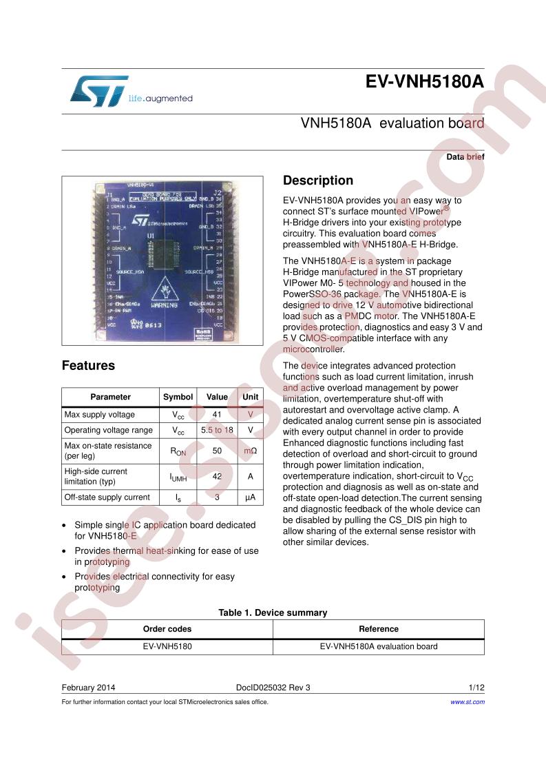 EV-VNH5180A Data Brief