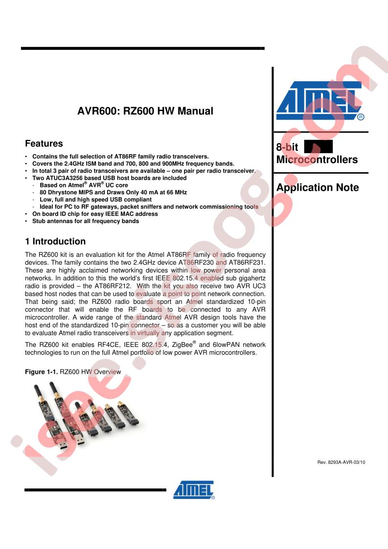 AVR600: RZ600 HW Manual