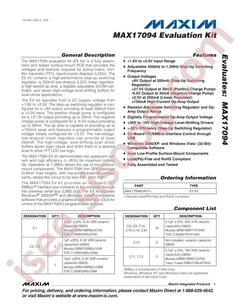 MAX17094 Eval Kit