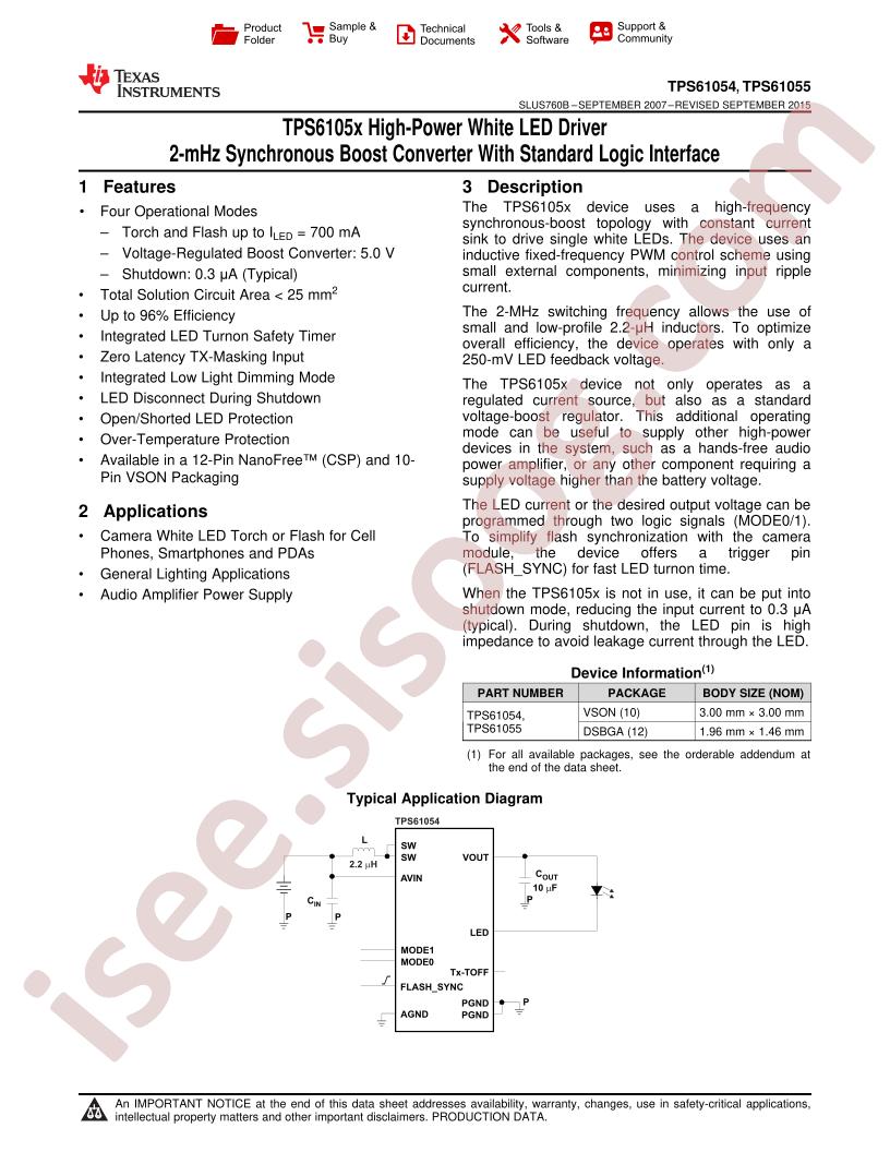 TPS61054,55 Datasheet