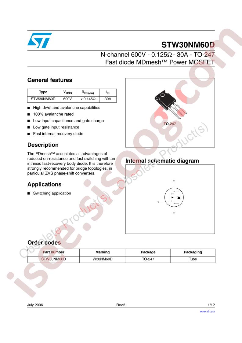 STW30NM60D