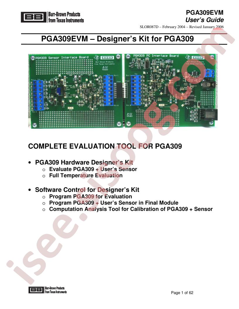 PGA309EVM User Guide