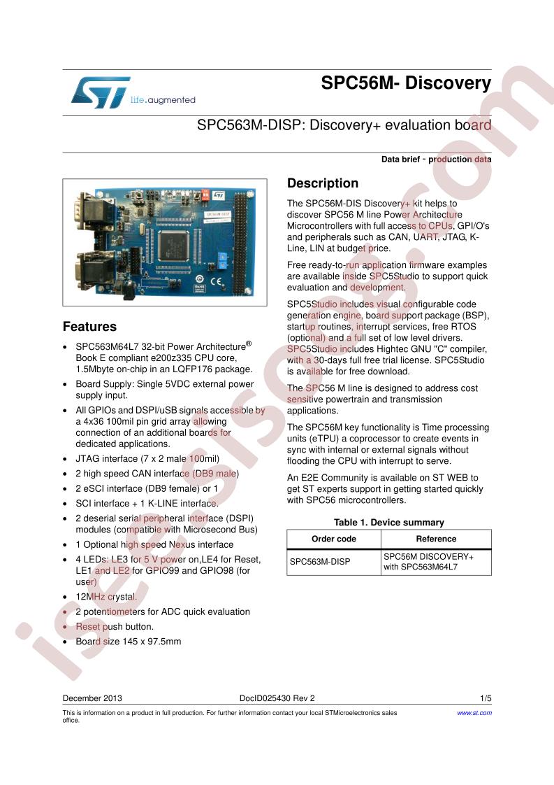 SPC563M-DISP Datasheet