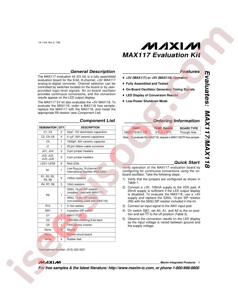 MAX117 Eval Kit