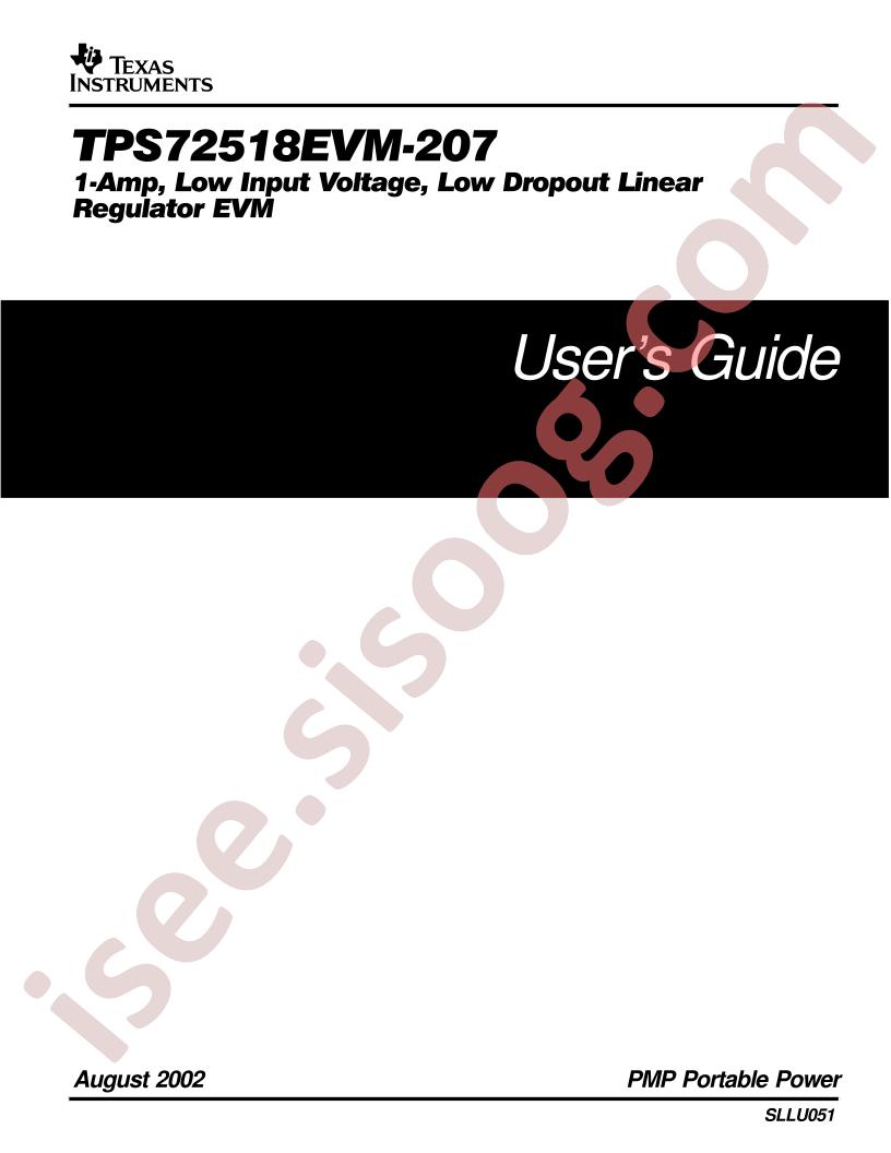 TPS72518EVM-207 User Guide