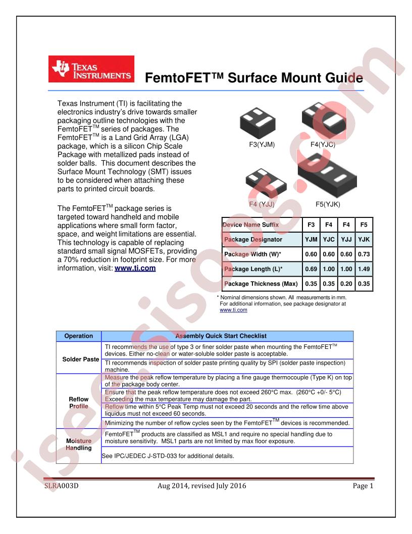 FemtoFET Surface Mount Guide