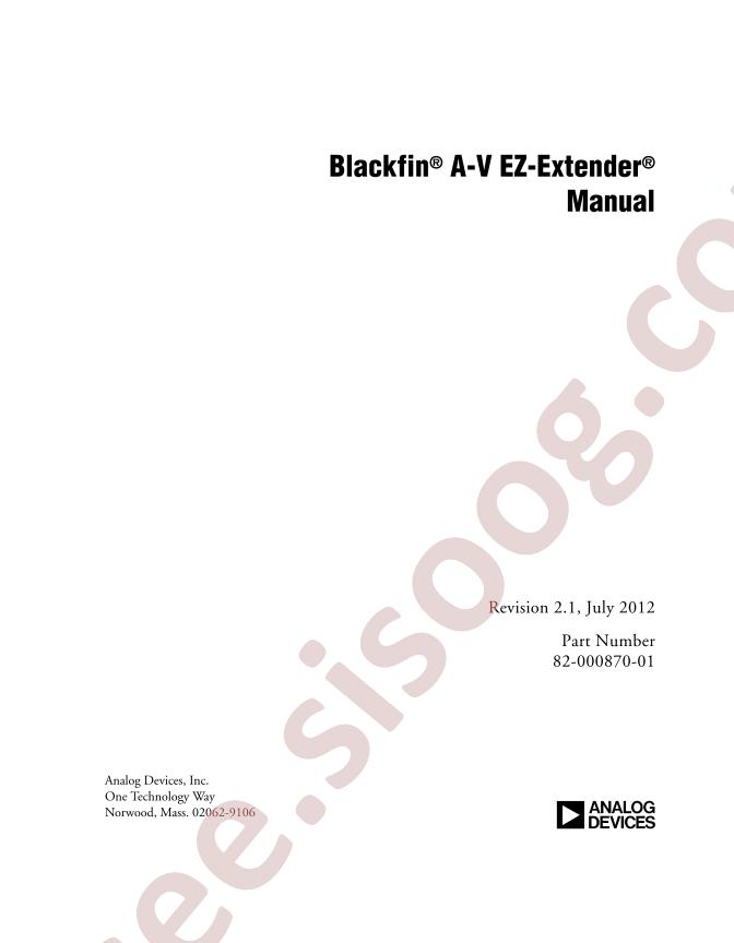 Blackfin A-V EZ-Extender Manual