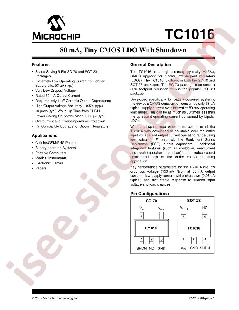 TC1016 Datasheet