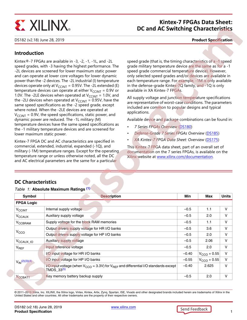 Kintex-7 FPGAs Datasheet