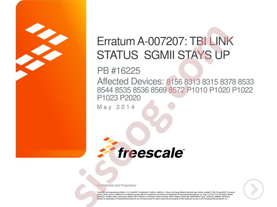 TBI Link Status Errata